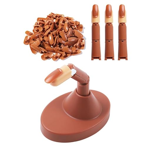 Pinkiou Nagelübungsfinger für Acrylnägel, stabile Hand für Anfänger, 3 verstellbare künstliche Mannequin-Finger mit Acryl-Fingerbasis und 100 austauschbaren Nagelspitzen