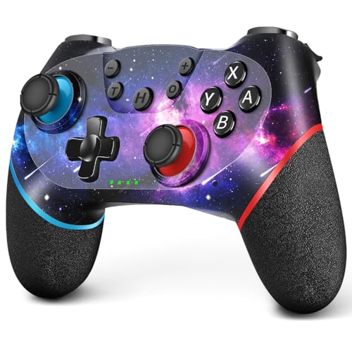 AceGamer Wireless Controller für Switch/Lite/ OLED, für Switch Pro mit Aufwachen，Pro Controller mit 6-Achsen Gyroskop, Double Shock, Turbo und Screenshot(Galaxie)