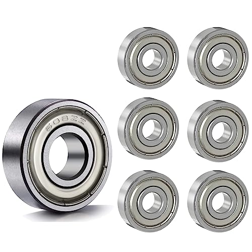 6 Stück 608 ZZ Kugellager, 8mm x 22mm x 7mm, Metall Double Shielded Miniatur Rillenkugellager für Skateboard, Roller, Inline Skates, Geeignet für ABEC-Lager