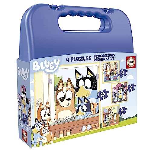 Educa - Bluey Super Puzzle, 4in1 Puzzleset mit 12/16/20/25 Teilen, Progressiv Puzzle für Kinder ab 3 Jahren, Kinderpuzzle (19830)