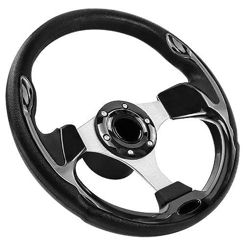 Acclcors12,5-Zoll-Boot-Lenkrad, 3/4-Zoll-Achse Marine-Lenkrad-Adapter für Boote, Yachten, Pontoon-Boote (Schwarz)
