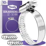 Filzada® 10x Schlauchschellen Edelstahl 32-50mm - Schlauchklemme 32-50 mm - rostfreie Schraubschelle - Schlauchschelle für Pool, Waschmaschine uvm - Schlauchklemmen Set - Schellen Set