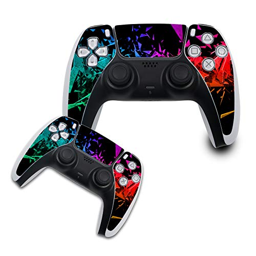 Finest Folia Schutzfolie kompatibel mit PS5 Sticker Hülle für Spiele Konsolen Controller Gehäuse Aufkleber Vinyl Folie Skin gegen Kratzer Design Cover R140 (Controller Set, Nr. 26 Broken Glass)