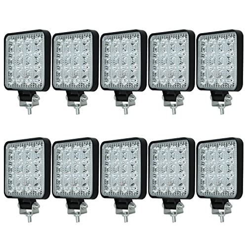10 Pcs Rückfahrscheinwerfer Arbeitsscheinwerfer Traktor 48W 12volt led strahler kfz 4800LM led zusatzscheinwerfer für Bagger, Traktoren, Schlepper, Gabelstapler, ATV, Lkw, offroad (4x4)…