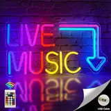 Horseneon Live Music Neon schild Musik Neon Licht mit Wechselnden RGB-Lichtern Musikbar-Neonschilder Neonlichter mit Fernbedienung/APP-Steuerung für Schlafzimmer Bierbar Musikstudio Gaming Room