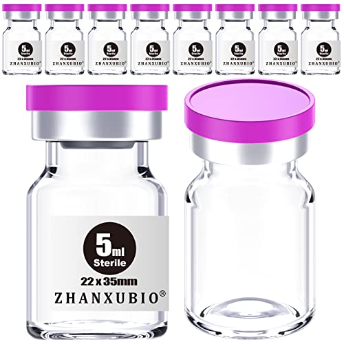 ZHANXUBIO Sterile leere Ampullen mit selbstheilendem Injektionsanschluss und Aluminium-Kunststoffkappe, sterile Verpackung (5 ml, transparent, 10 Stück)