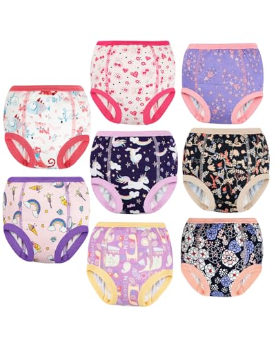 FLYISH DIRECT Baby Trainerhosen Töpfchentraining, 8er Pack Töpfchen Trainingshose für Mädchen Jungen, 2-7 Jahre, Waschbar und Wiederverwendbar, 100/3T