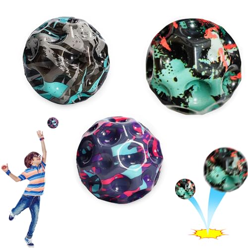 KJSXUUE Jumpball 3 Stücke, Astro Ball Weltraumball Himmlischer Sprungball, Hüpfball, ultrahoch springendes Ballspielzeug, Mini-hüpfender Ball – Freizeitspielzeug für Kinder und Erwachsene (3 Stücke)