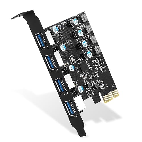 USB 3.0 Karte 4 Port 5Gbps, PCIe USB 3.2 (USB 3.1) Gen1 Erweiterung Karte für Desktop PC Windows XP/Vista 7/8/8.1 MAC OS 10.8.2 Above