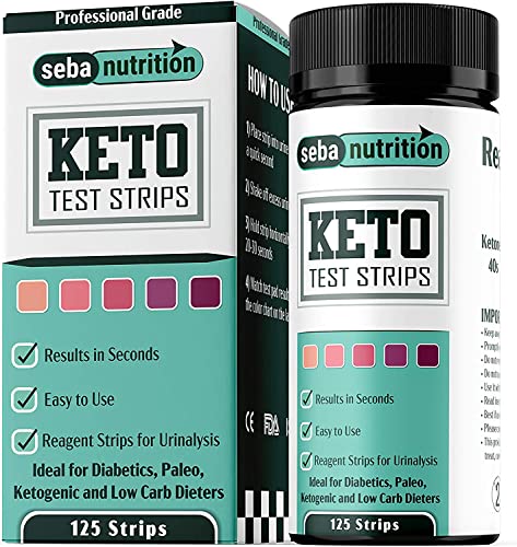 Seba Nutrition – Keto Urin-Teststreifen – 125 Urinalyse-Teststäbchen (5x25 Aluminiumbeutel in einer Flasche) –Design für ketogene und kohlenhydratarme Diäten – am besten für genaue Messung von Ketonen