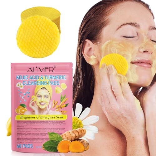 Kurkuma reinigende Peeling Pads für strahlende Haut Kojisäure und Kurkuma, Poren entblocken, Hautton ausgleichen, 40P