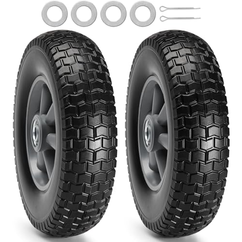 VEVOR Voll-PU-Räder mit RunFlat-Reifen, 10 Zoll, 2er-Pack, 180 lbs dynamische Belastung, 220 lbs statische Belastung, schlauchlose Reifen und Räder für Sackkarren, Nutzwagen, Dollies, Gartenanhänger