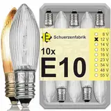 10x Spitzkerze E10 12V 3W Ersatzbirnen Glühbirnen Topkerze für Lichterketten und Schwibbögen