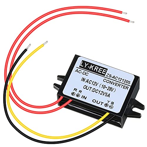 Fiada AC-DC Gleichrichter AC 12V (10-28V) auf DC 12V Reduziert Wandler, Wasserdicht Abwärtswandler Modul Spannungswandler für Auto-Bildschirm Monitorkamera Wasserpumpe Motor, 5A