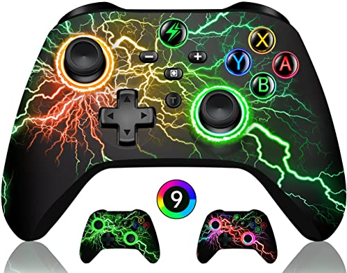 GAMSINGY Switch Controller, Wireless Controller Switch mit Präzise Bewegungssteuerung/Dual Motors Vibration/Turbo/Macro/Aufwecken Funktion, Cool RGB Controller für Switch/Lite/OLED Konsole