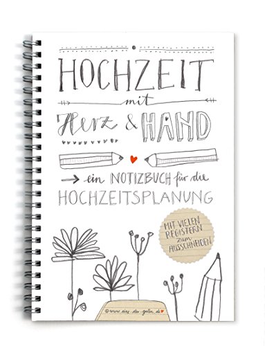 Hochzeitsplaner, Weddingplaner, NOTIZBUCH (KEIN RATGEBER), schönes Kalligrafie Design, mit vielen Registern zum selbst Ausschneiden,grau weiß beige, A5