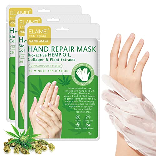 CCKULOOB Handmaske 3 Paar Handmaske für Sehr Trockene Hände Feuchtigkeitshandschuh Handpflege Handschuhe für Trockene Alternde Rissige Hände für Frauen und Männer