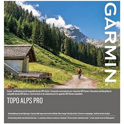 Garmin Unisex – Erwachsene TOPO Alps PRO,download voucher Topografische Karte, Schwarz, Einheitsgröße