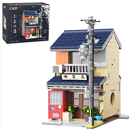 CaDA Master C66010W Japanese Tea House Bausteine klemmbausteine, Bricks MOC Street View House Building Kit mit Beleuchtung (1200 Stück)