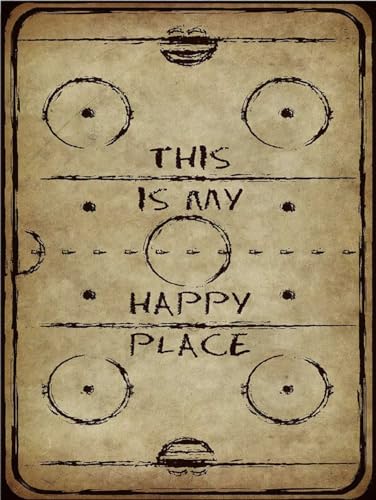 Metall-Blechschild im Vintage-Stil, Eishockey-Feld, This Is My Happy Place, Hockey-Liebhaber, Neuheit, Landhaus, Bauernhof, Küche, Haus, Garten, Wandkunst, Dekoration, Garage, Dekoration, 30,5 x 40,6
