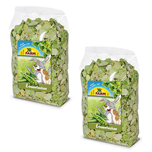 JR FARM Erbsenflocken | Doppelpack | 2 x 200 g | Snack für alle Nager und Zwergkaninchen | Schonend vorgegart und leicht verdaulich | Besonders reich an A und C Vitaminen