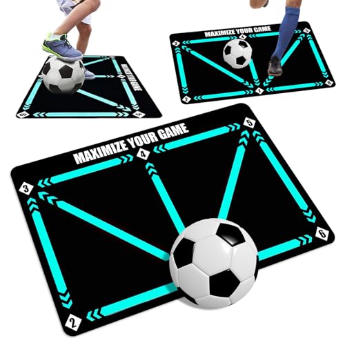 YUJUVI Fußballmatte Fußball Trainingsmatte 60x90 cm Fussball Schritt Trainingsmattem Rutschfeste Fußball Schritt Trainingsmatte Ballkontrolle Stoßdämpfende Fussball Matte