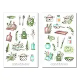 Grüne Küche Sticker Set - Aufkleber Kochbuch, Journal Sticker, Sticker Kochen, Rezeptbuch, Zuhause, Sticker, Sticker Rezepte