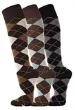 TippTexx 24 3/6 Paar unisex Reiter Socken, Reitstrümpfe in Karo Mustern plus Anti-Loch-Garantie (DE/NL/SE/PL, Numerisch, 39, 42, Regular, Regular, Braun/Ozean/Anthrazit - 3 Paar)