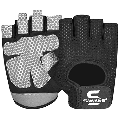 Fitness-Handschuhe für Männer und Frauen, Gewichtheben, Fitness-Handschuhe, atmungsaktiv, Damen-Handschuhe, Training, rutschfest, Silikon, gepolsterte Handfläche, Mikrofaser (Medium, Black)