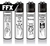 Clipper Classic Original Feuerzeuge 4er Set - Winter Kollektion 2021 + 1 Clipper DHOBIA Feuerzeug GRATIS (FFX Adult #1) Bunt