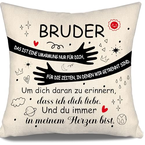 Aosumin Mein Bruder das ist eine Umarmung nur für Dich für die Zeiten in denen wir getrennt sind Kissenbezug für Bruder Hug Geschenk für Bruder Geburtstag Graduierung (Bruder-a)