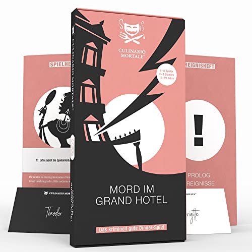 CULINARIO MORTALE® – Mord im Grand Hotel - Krimidinner für Zuhause für 6 bis 8 Personen/unterhaltsames Krimi Dinner für Zuhause/Krimispiele für Erwachsene