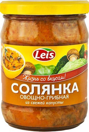 Leis - Gemüsezubereitung Soljanka mit Weißkohl und Pilzen - Суп Солянка из свежей кап.с грибами (480g)