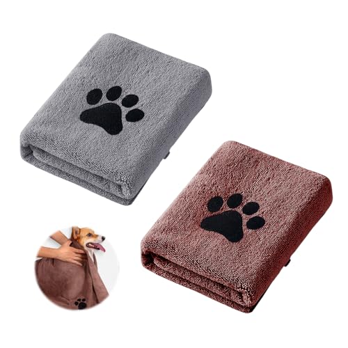 Bieiyhe 2 Stück Hundehandtuch Mikrofaser,Dog Towel,Hundehandtuch Extra Saugfähig,Handtücher Schnelltrocknend Haustier,Badehandtuch für Katzen,Trockentuch Hunde,Hundehandtücher für Kleine-40 X 80 cm