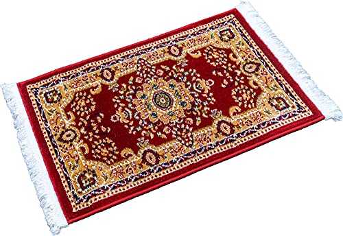 Orientteppich mit Fransen traditionelles orientalisches Muster gewebt rot