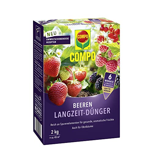 COMPO Beeren Langzeit-Dünger für Beeren, Obst und Feingemüse, Umweltschonendere Rezeptur, 6 Monate Langzeitwirkung, 2 kg, 45 m², Berrendünger