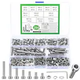 284 Stk M6 Schrauben Set, Sechskantschrauben Muttern Set, Edelstahl Zylinderschrauben Innensechskant Schrauben mit Muttern und Unterlegscheiben Set, Maschinenschrauben Gewindeschrauben Sortiment