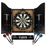 KOTO - Dart kabinett mit Dartscheibe & 6 Steel Dartpfeile, Throwline Dartschrank Holz, Dart Schränke