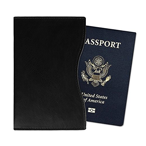 Fintie Reisepasshülle/Impfpass Hülle - Ultra Schlank Premium Kunstleder Reisepass Schutzhülle Passhülle Halter Schutzhülle Impfausweis Brieftasche mit RFID Blockier, Schwarz