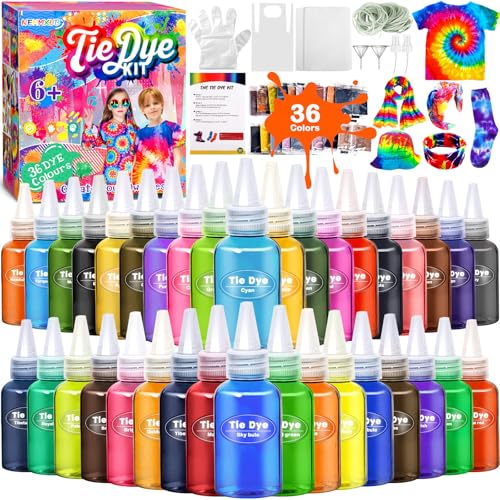 Batik-Kit, batikfarben set, 36 Farben zum Färben von Stoff und Kleidung, kreative Bastelspiele Tie Dye Kit, Spiele und Aktivitäten, Ideales Kunst- und Bastelset für Kinder und Erwachsene (216 Stück)