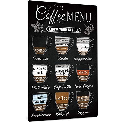 Putuo Decor Kaffee Blechschild, Vintage-Kaffee-Menü Wanddekor, 20x30cm Aluminium-Metall-Zeichen
