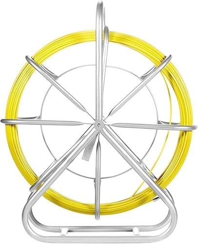 Glasfaserstab 130 m Ø6 mm, Fischband Fiberglas Kabel Rad, Stahlhaspel Handschuhe Bremsgriff Metall-Zugköpfe Fischband, Fischband Rohr Rodder Rad