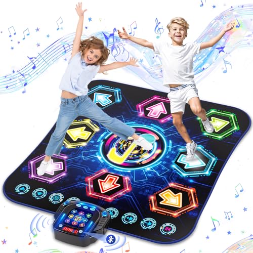 masida Tanzmatte für Kinder ab 3-12 Jahre, 2025 Musikmatte mit 8 LED-Lichtern&Bluetooth,Tanzmatte für mädchen/jungen mit interaktive LED-Batteriebox&27Level, spielzeug geschenk mädchen 4 5 6 7 8 jahre