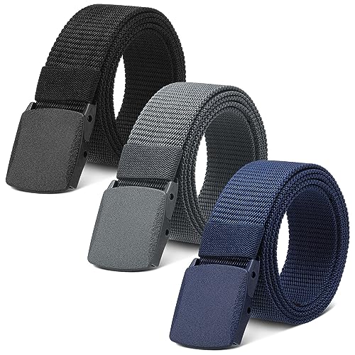 Apricitie 3 Stück Arbeitsgürtel Herren Damen Nylon Verstellbarer Gürtel Nylon Canvas Belt Keine Metallschnalle Gürtel Herren Schneller Pass Durch die Flughafensicherheit