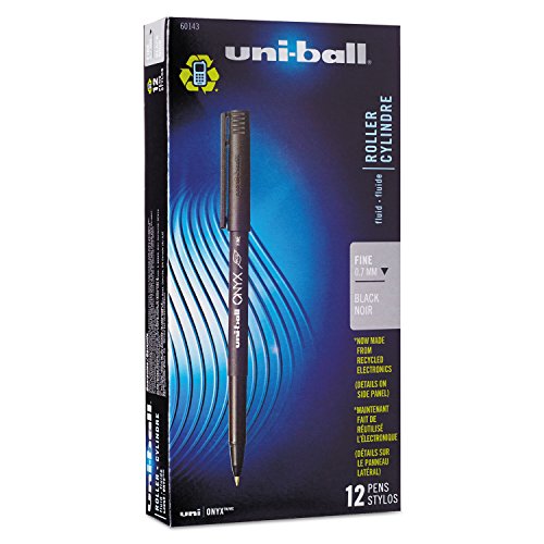 Sanford Uniball Onyx Roller Stick Pen, 0.7mm Fine, Black Ink, Dozen (60143)