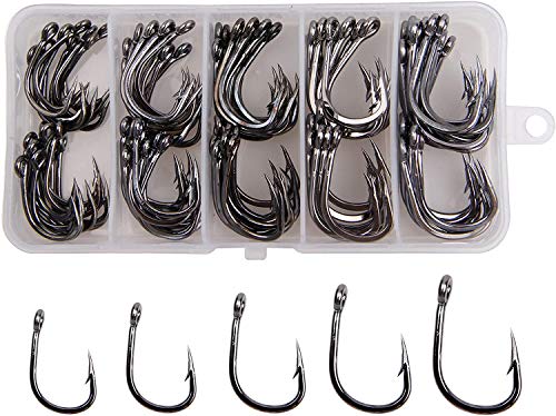 Shaddock 100stk Lebender Köder Angelhaken Set Köderhaken Live Bait Circle Haken Starker Edelstahl Scharfe Angelhaken Set Salzwasserfischen