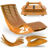 Casaria® 2 Personen Java Gartenliege Holz Wetterfest Klappbar Ergonomisch 160kg Belastbarkeit FSC® Akazie Garten Sauna Liege Holzliege 195x60x93cm