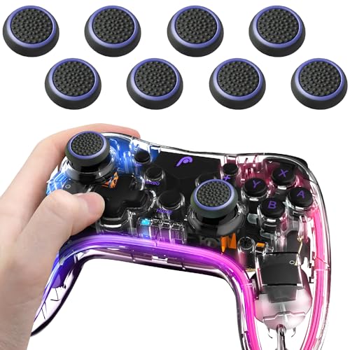 Fosmon (8 pack) Analogstick Kappen Joystick Silikon Aufsätze Schutzkappen Dualshock Controller Thumbstick Griffe Thumb Grips (Schwarz und blau)