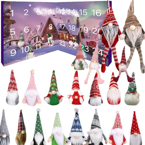 Christmas Wichtel Adventskalender 2024 | 24 Stück Weihnachts Gnome Dekor Countdown Kalender | 24 Tage Weihnachts Gonks Adventskalender Dekoration | Dwarf Puppen Sammeler Figuren Geschenk für Kinders