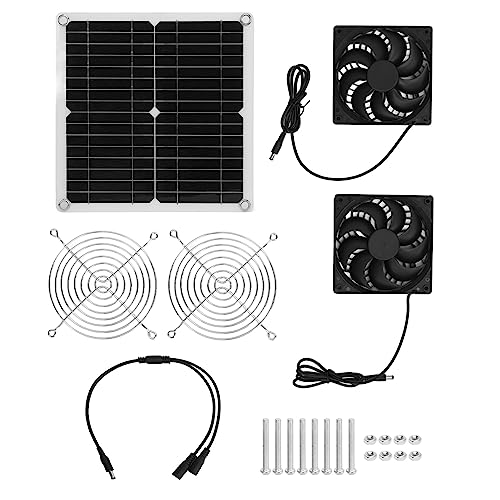 Segrehy Solarpanel Lüfter Kit 20W hohe Umwandlungsrate Licht tragbares Solarpanel mit 2 Abluftventilatoren für RV Hundehaus Monokristalline Silizium